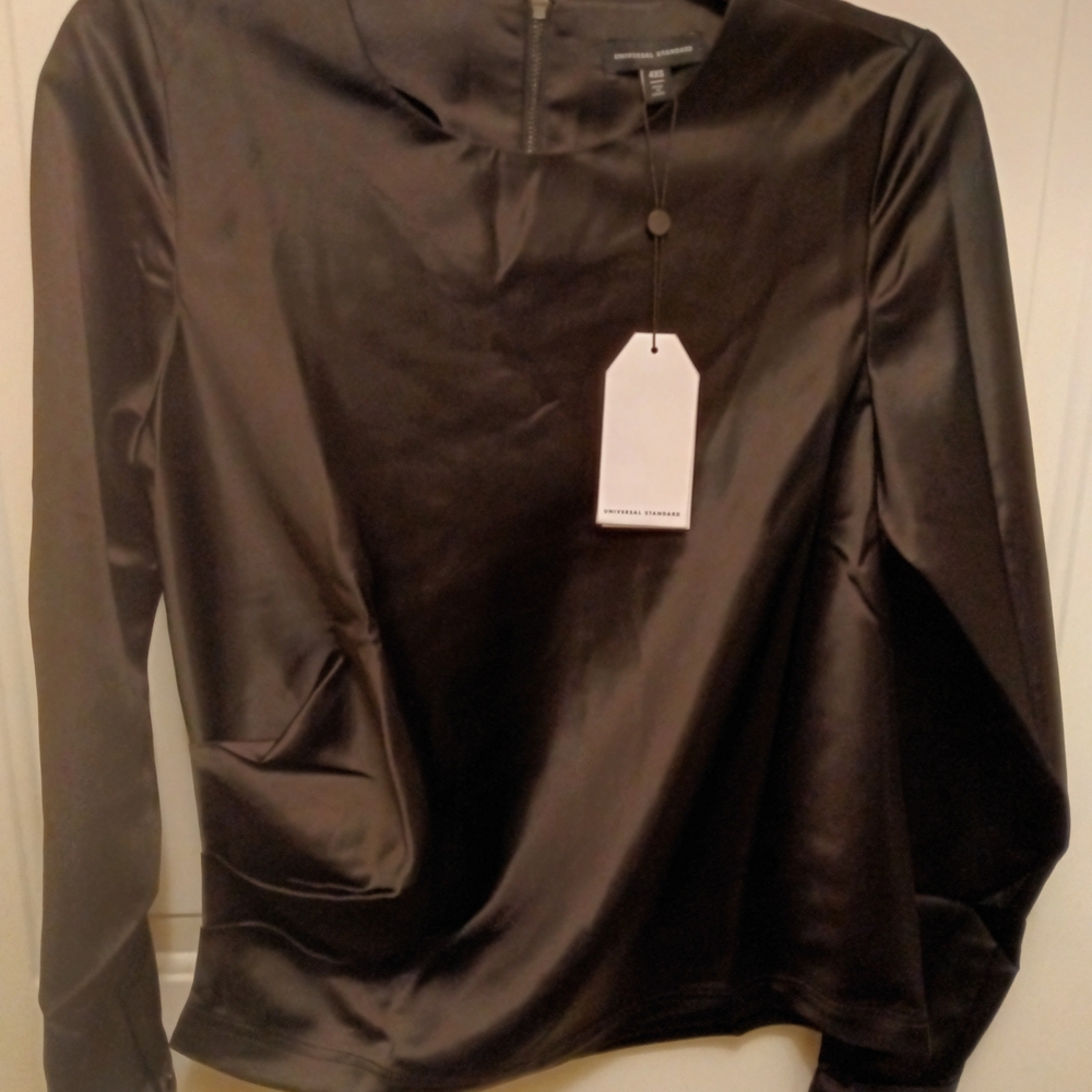 Universal Standard Sleek Black Satin Shirt